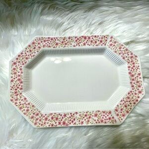 Independence Ironstone Platter Ceramic Floral Pink & White Vintage